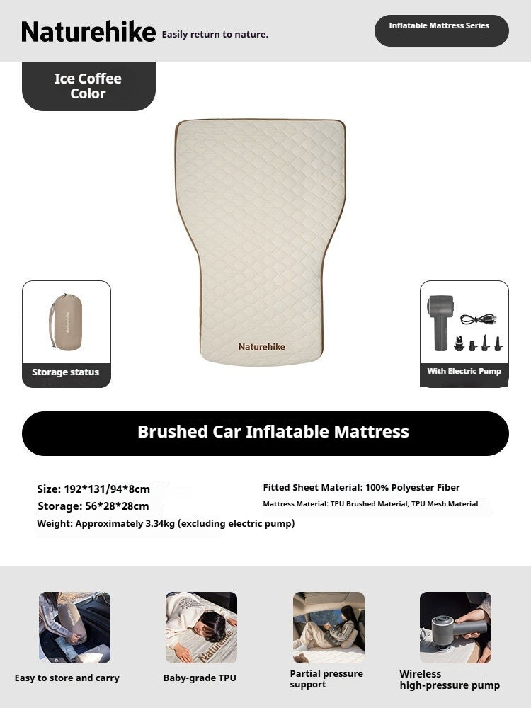 Naturehike Brushed Car Inflatable Mattress Portable Mat Adjustable Firmness Car Trunk Sleeping Nap Bed Machine Washable Outdoor Camping Travel