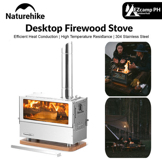 Naturehike Desktop Firewood Stove Outdoor Portable Lightweight Tabletop Wood Furnance Bushcraft Fire Wood Burner 304 Stainless Steel Outdoor Hiking Beach Travel Heavy Duty Original Nature Hike