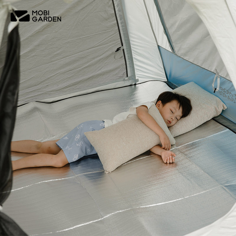 MOBI GARDEN Double Sided Aluminum Foil Mat Outdoor Ultralight Foam Film Folding Hiking Camping Travel Picnic Beach Moisture-proof Mattress Waterproof Silver Air Mat Original Mobi Garden