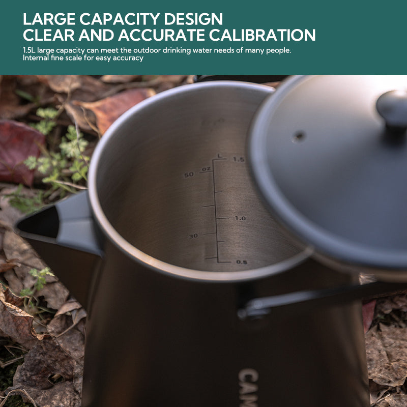Campingmoon BKSW-6 Black Bonfire Hanging Kettle Cookware Pot Boiling Water Hand Brewed Tea Coffee Pot Fire Place 304 Stainless Steel Cooking Equipment