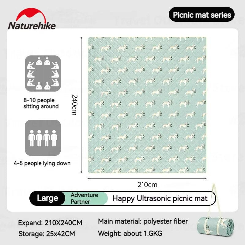 Naturehike HAPPY Series Ultrasonic Picnic Mat Waterproof Moisture Proof 3-10 Persons Cushion Pad Eco-Friendly Cotton Blankets Village 6.0 13 Add-on