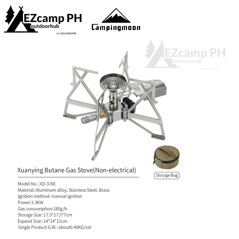 CAMPINGMOON XD-3 Mini Folding Butterfly Stove 3.3kw Firepower Butane Gas Camping Hiking Ultralight Foldable Portable Burner XD-3F XD-3-NE Rocket Stove