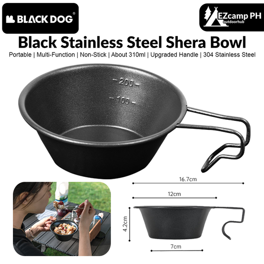 BLACKDOG Black Stainless Steel Shera Bowl With Non Stick Coating Portable 310ml Tableware Cookware Salad Dish Hang Handle Design Tableware Cup Pot