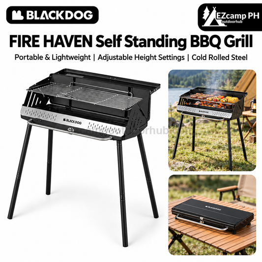 Blackdog FIRE HAVEN Self Standing BBQ Grill Portable Outdoor Charcoal Barbecue Camping Cooking Stove