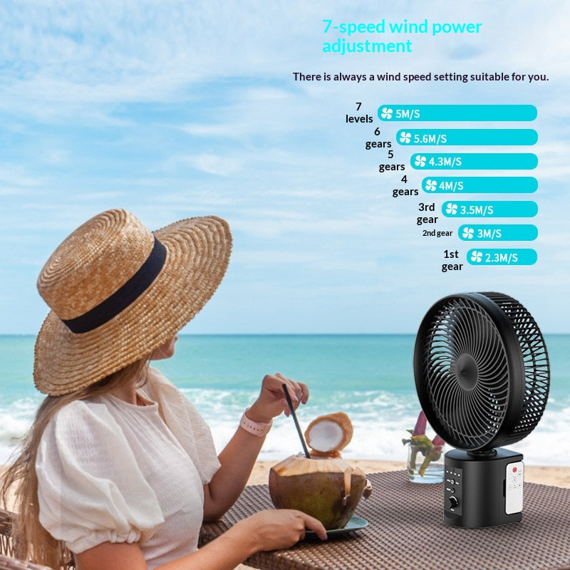 ATEnge Oscillating Rechargeable Fan w/Remote Super Strong 7 Speeds 2 in 1 Unique Design 10 Inch Cordless Battery-Operated Fan Outdoor Opolar Roccia RF66