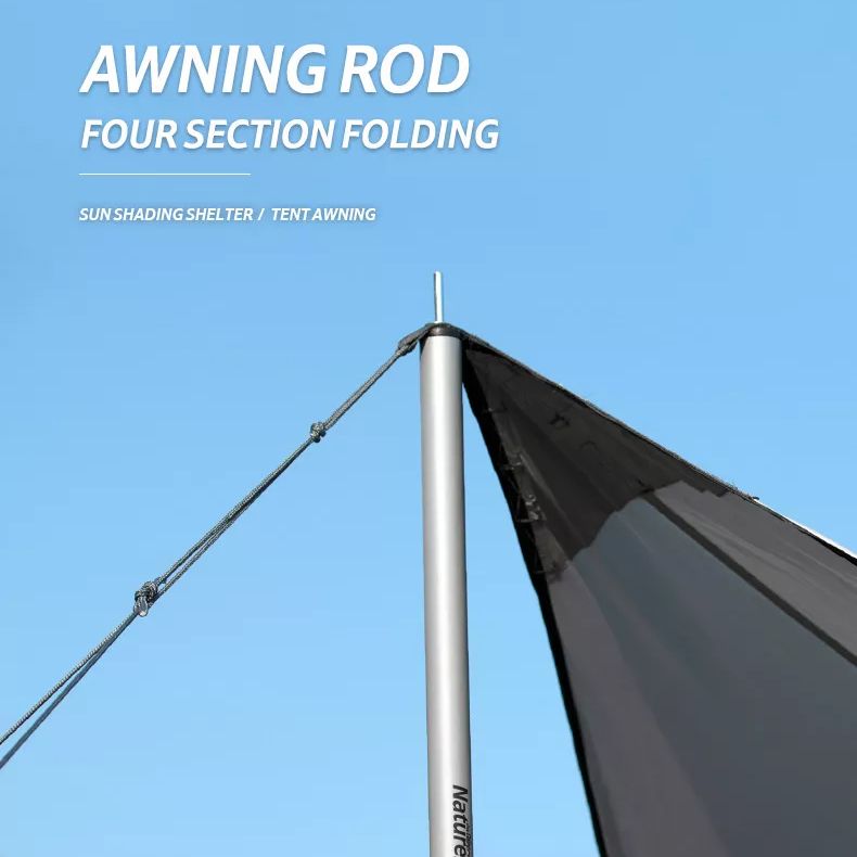 Naturehike 2pcs Set 2M | 2.2M | 2.4M | 2.8M Outdoor Portable Awning Canopy Tarp Tent Steel Iron Pole Rod 4 Section Camp Shelter Folding Support Stick