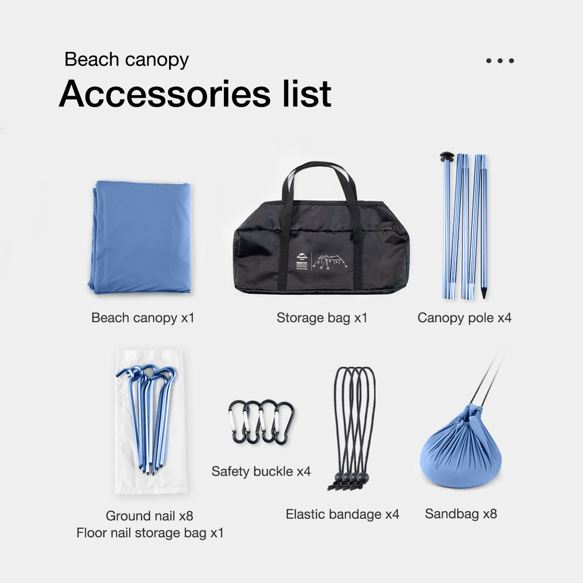 Naturehike 4 Poles Canopy Tarp Beach Tent Awning Large Shading Area UPF50+ Anti UV Sunshade Waterproof Shelter Sandbag Outdoor Camping Nature Hike