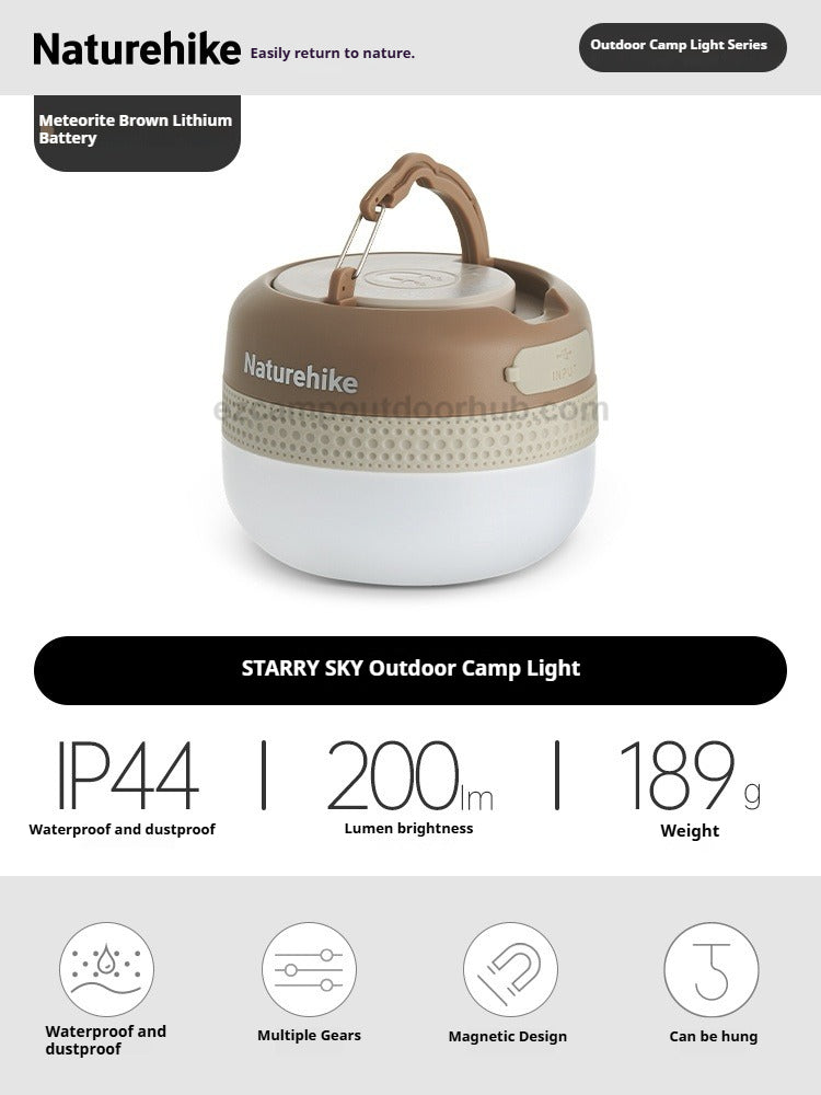 Naturehike STARRY SKY Outdoor Camp Light Hanging Magnetic LED Lantern Tent Lamp Light IP44 Waterproof USB Charging 4000mAh Battery Working Up To 38H Camping