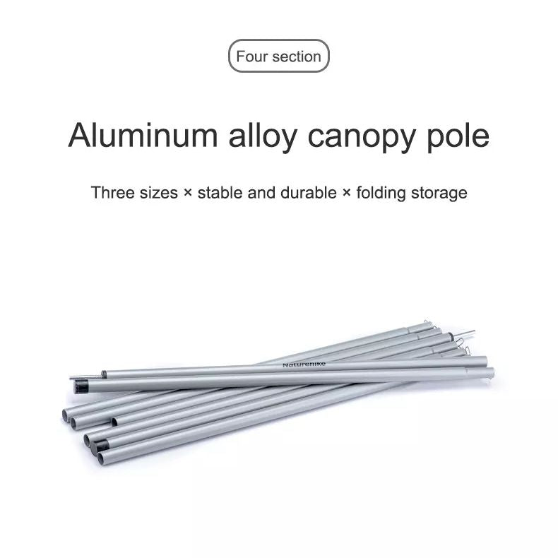 Naturehike 2pcs Set 2M | 2.2M | 2.4M | 2.8M Outdoor Portable Awning Canopy Tarp Tent Steel Iron Pole Rod 4 Section Camp Shelter Folding Support Stick
