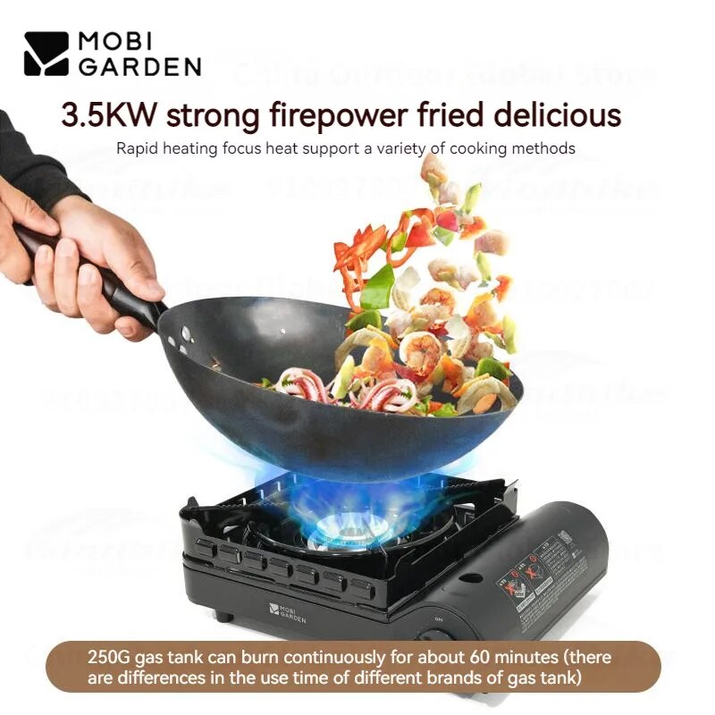 Mobi Garden MeiYan Large Butane Stove Camping Mini 3.5KW Firepower with Built-in Windshield Standard Gas Fuel Nozzle Type Canister Cassette Burner