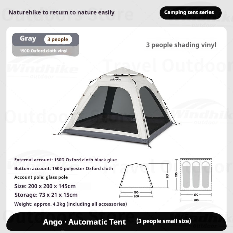 Naturehike ANGO PLUS Automatic Tent Upgraded Portable Lightweight 3-4 Persons Quick Opening Tent Camping Park Canopy Tent Integrated Tent Waterproof