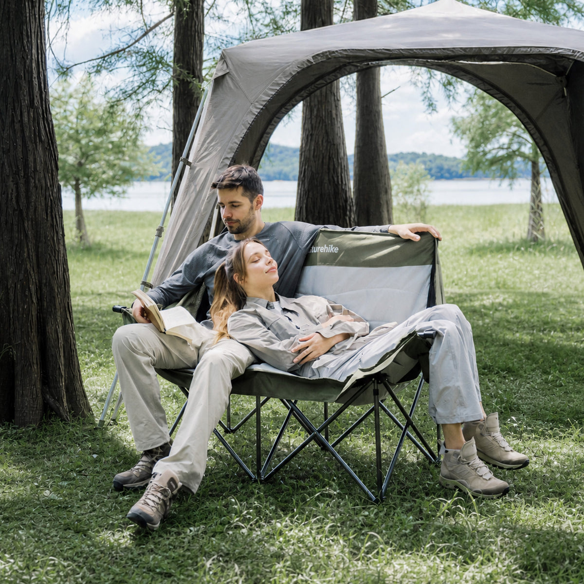 Naturehike COMFORT MAX Double Folding Chair Camping Portable Soft Padded Cushions 240kg Max Load