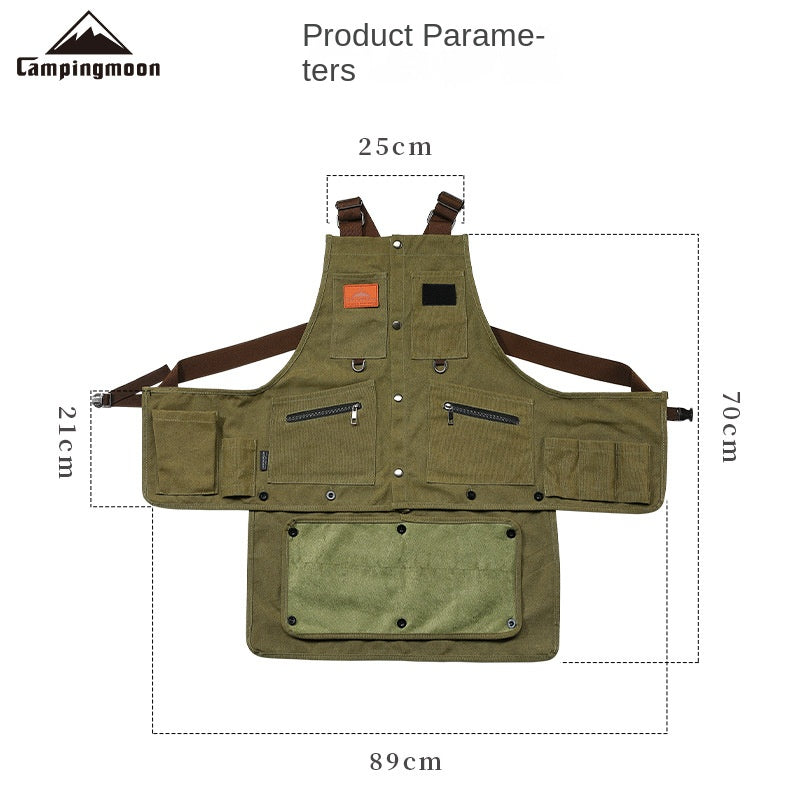 Campingmoon Q1 Outdoor Camping Vest Portable Multifunctional Detachable Apron With Pockets Work Clothes Overalls Tools Equipment Storage Canvas