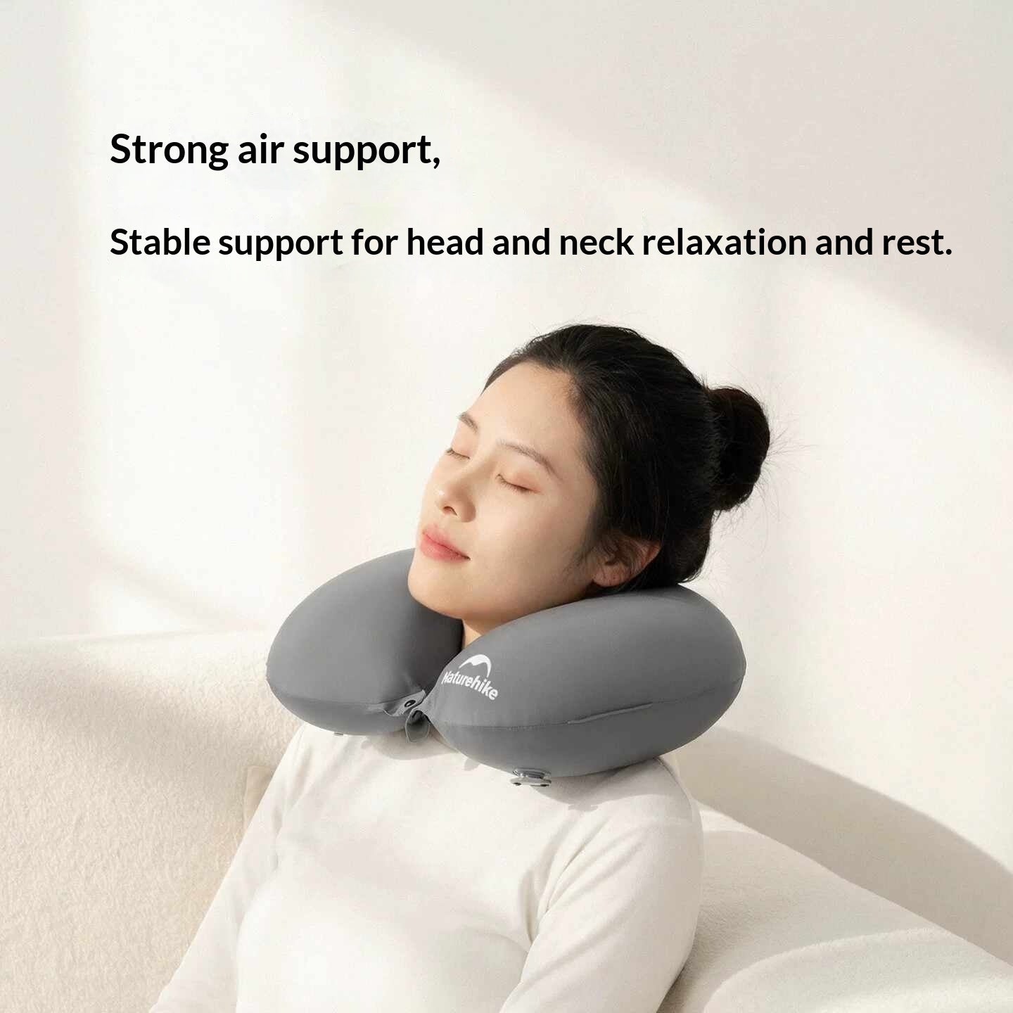 Naturehike Light Cloud Inflatable Neck Pillow Portable U-Shaped Travel Pillow Strong Air Support Soft And Comfortable Sleeping Pillow Outdoor Camping