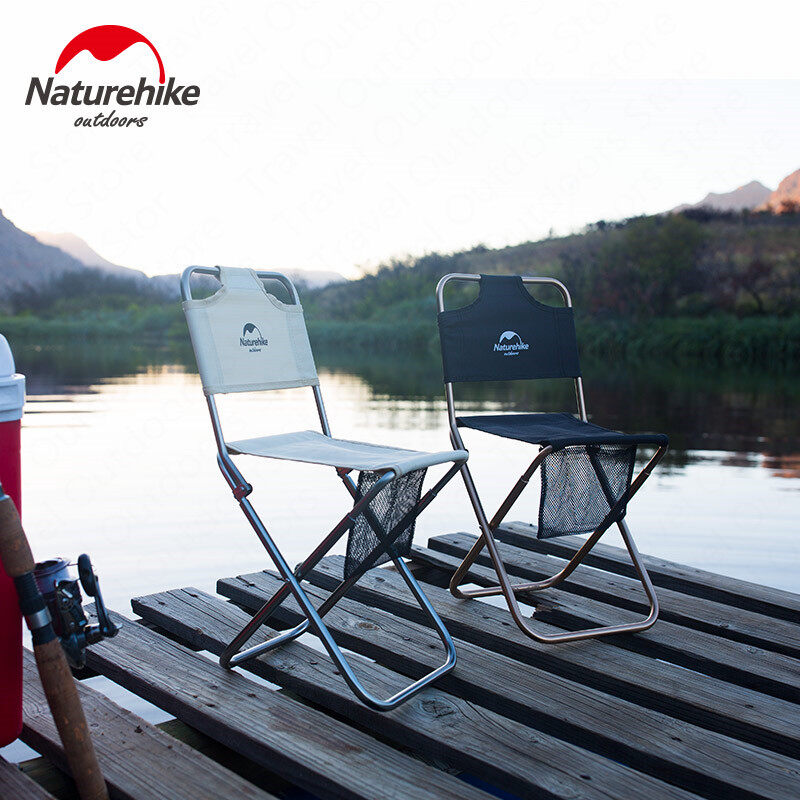 Naturehike Folding Mini Camping Chair Portable Ultralight Foldable Fishing Chair 80KG Max Load Aluminum Alloy Stool Backrest Leisure Outdoor Hiking Camping Picnic Travel Heavy Duty Original Nature Hike