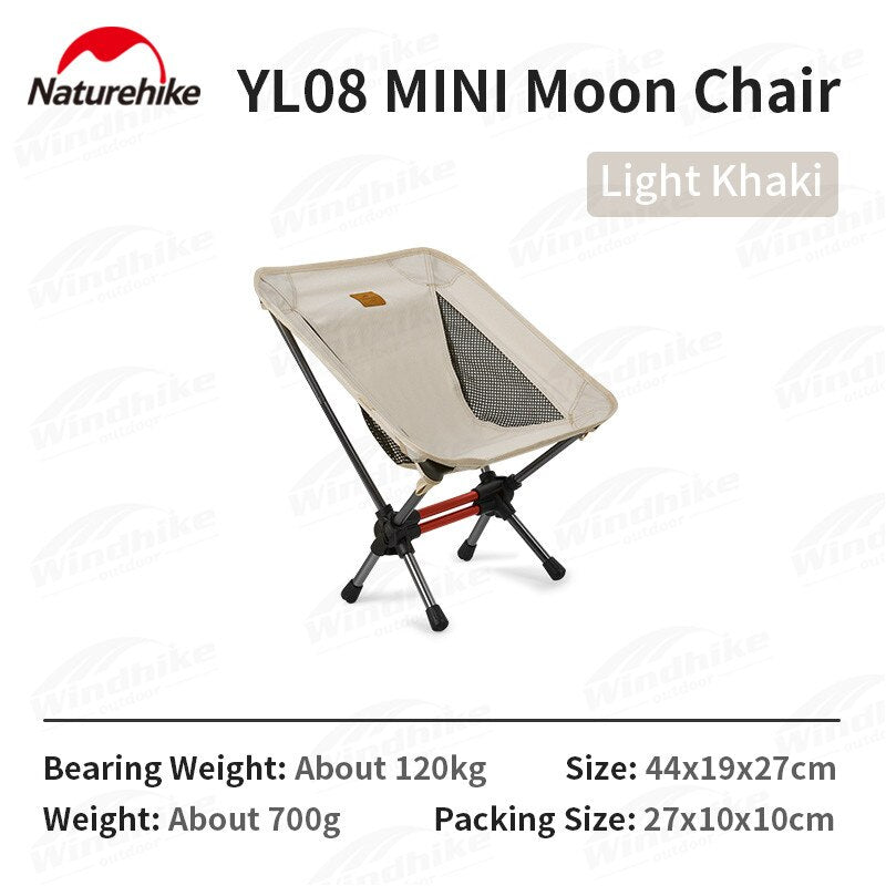 Naturehike YL08 Mini Portable Moon Chair Camping Folding Outdoor Stool Seat Only 700g Foldable 120kg Max Canvas Aluminum Ultralight Hiking Backpacking