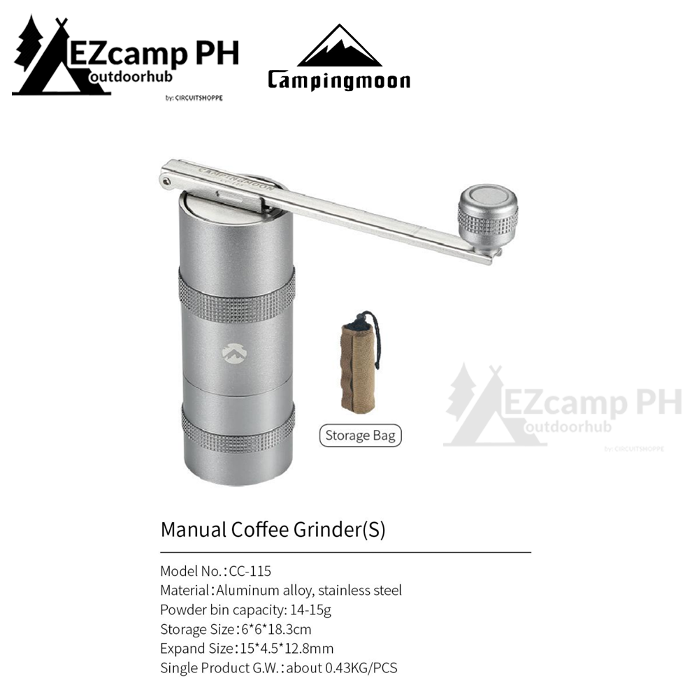 CAMPINGMOON CC-115/152 Manual Coffee Grinder Portable Premium Coffee Bean Mill Stainless Steel Camping Outdoor Hand Crank Coffee Grounds Maker Grinding Equipment Camping Moon Small Medium