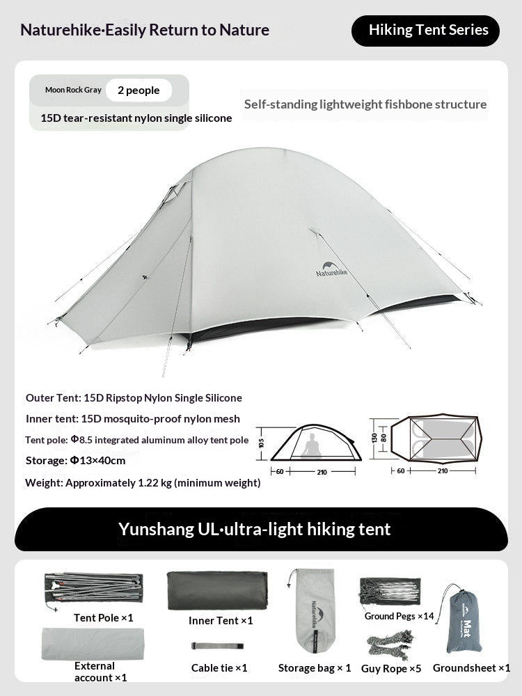 Naturehike Cloud Up Series 1 2 3 Person Portable Ultralight Outdoor Camping Hiking Waterproof 3 Season Camp Tent in 210T 20D Original Upgraded Version
