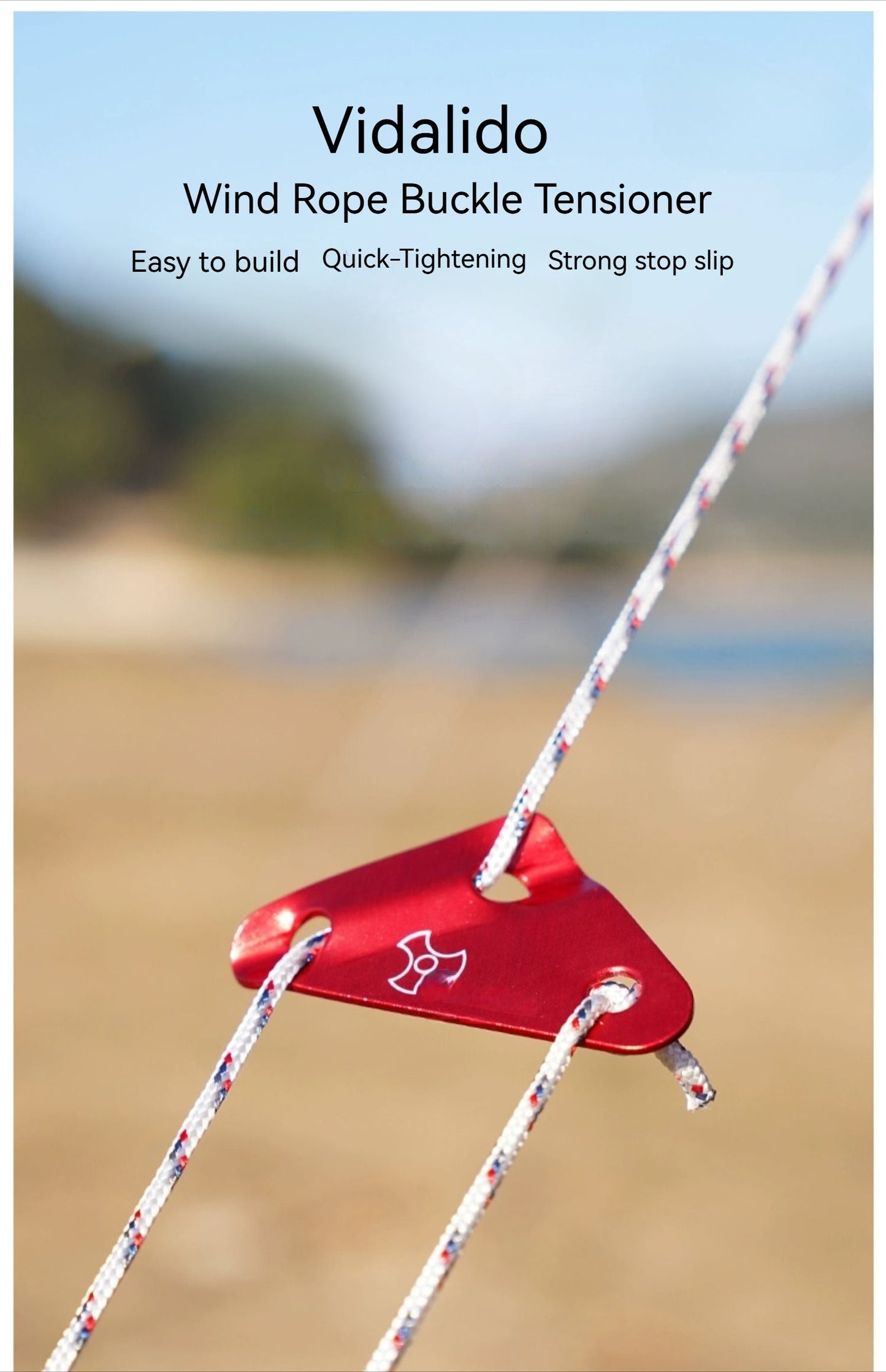 Vidalido Wind Rope Buckle Tensioner Portable Ultralight Tension Adjuster Guy Lines Anti-Slip Plate Outdoor Camping Tent Tarp Canopy Awning Accessories