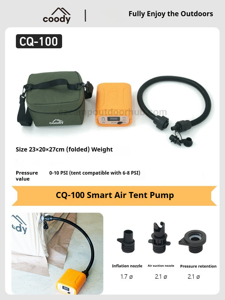 Coody CQ-100 Smart Air Tent Pump High Pressure Automatic Air Replenishment Wireless Electric Pump Rechargeable Battery 0-10 PSI Outdoor Accessories