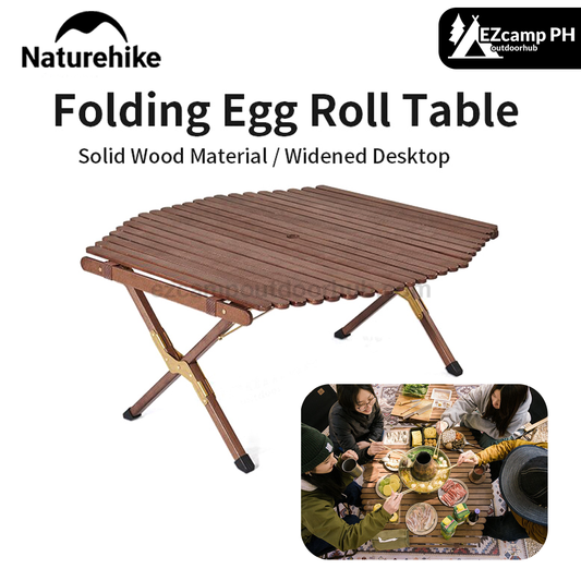 Naturehike Outdoor Foldable Egg Roll Solid Wood Table Widened Wide Camping Family Picnic Beech Portable Folding 4.7KG Travel Wooden Furniture