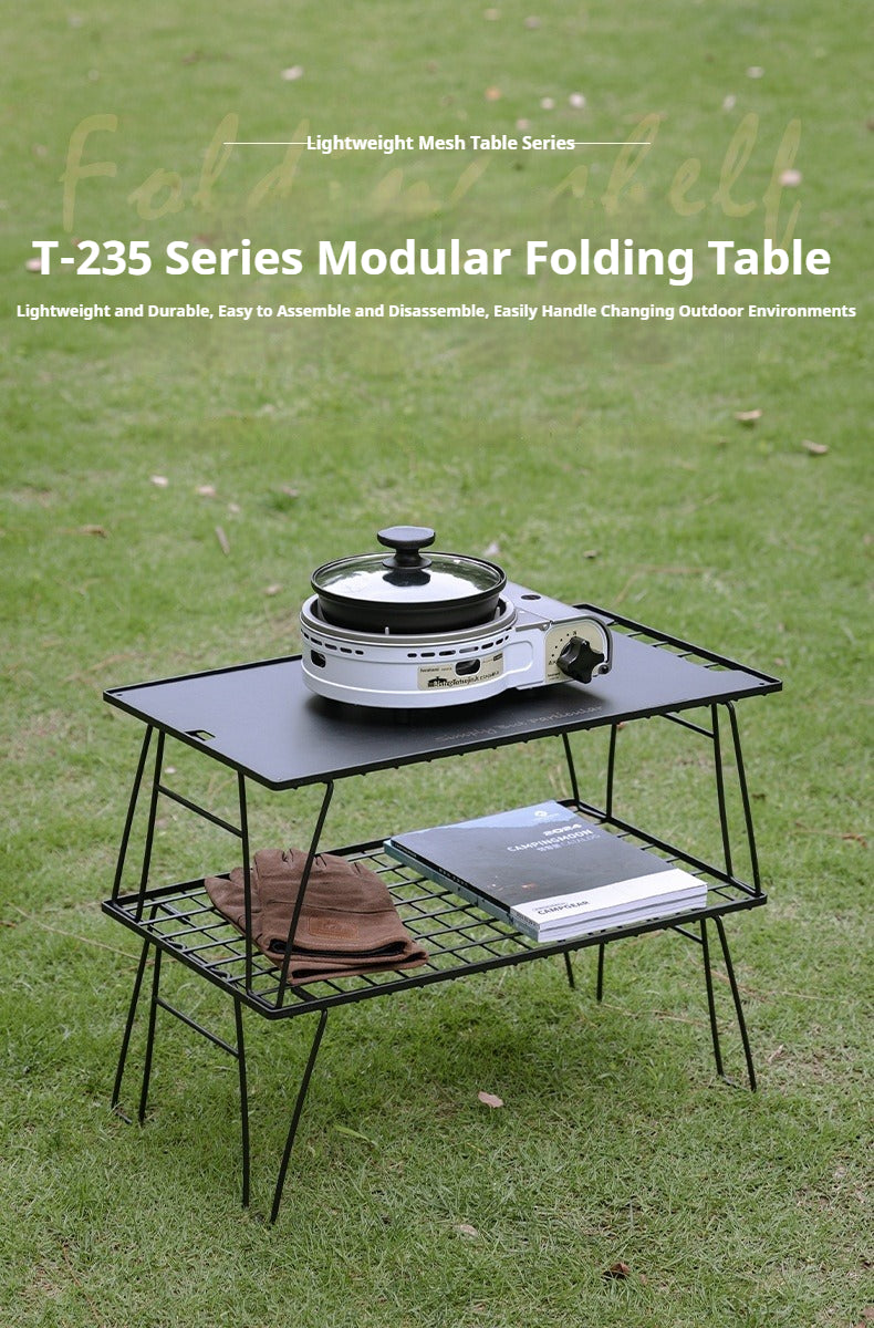Campingmoon T-235 Series Modular Folding Table Portable Foldable Storage Multi-Purpose Stackable Table Easy To Setup Load Bearing 30kg Max Outdoor