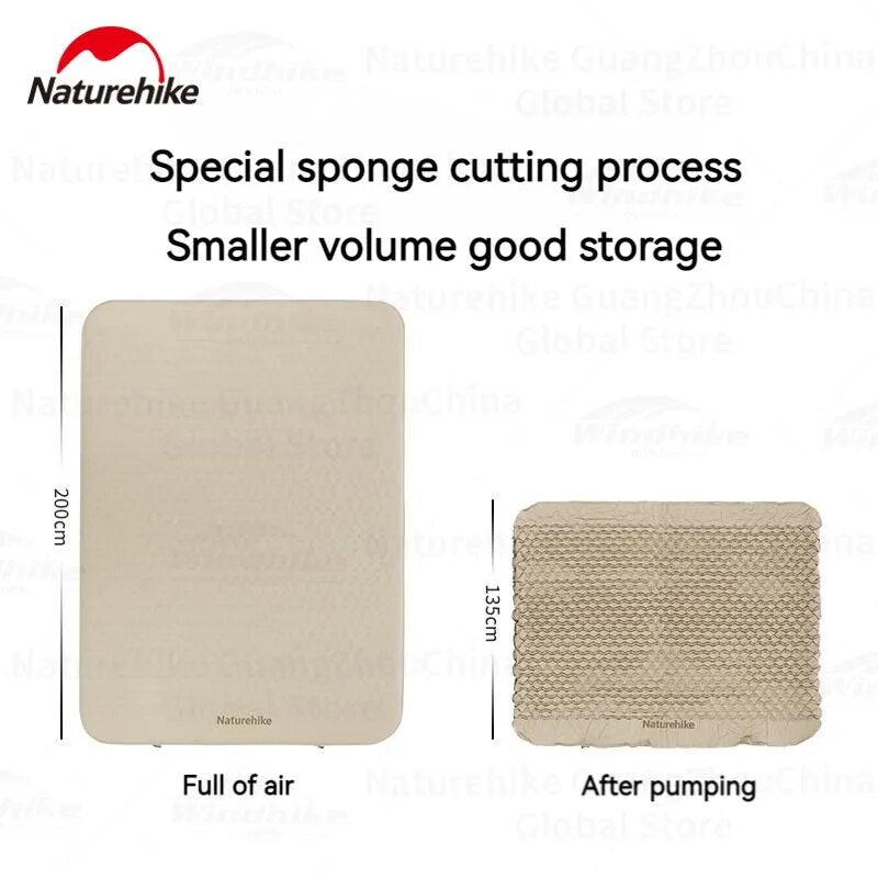 Naturehike FEATHER BONE C12 Inflatable Sleeping Pad Cushion Foam Queen Size Mattress Bed Mat Portable Storage Built-in Air Inflate Deflate Pump