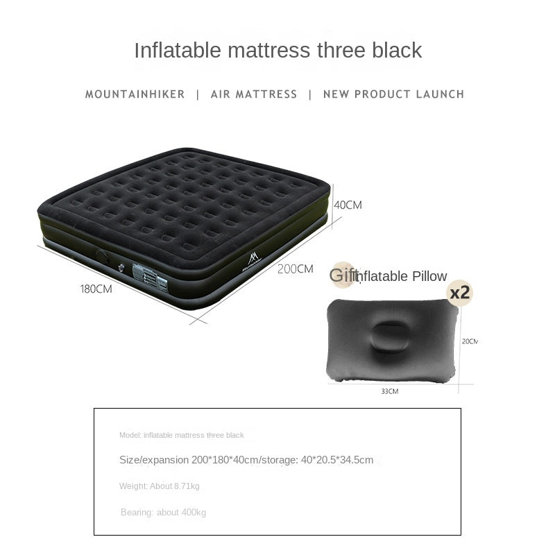 Mountainhiker Automatic Inflatable Mattress Portable High Air Bed Inflate USB C Charging Built-in Detachable Air Pump Queen King Size Black Beige Camping Mat Pad