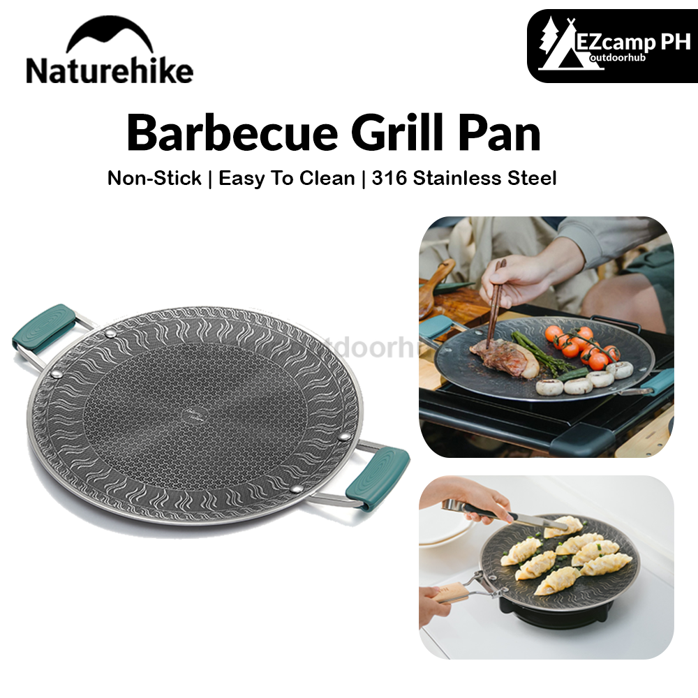 Naturehike Barbecue Grill Pan Portable Multipurpose Foldable Non-Stick Stainless Steel Baking Pan Tray Cooking Grill Frying Pan Partition Heating Design