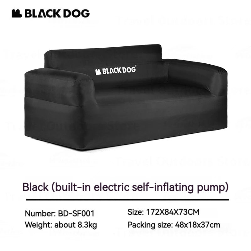 BLACKDOG Automatic Air Inflatable Black Camping Double Portable Sofa Bed 45cm Height up to 300kg Max Load Built-in Electric Air Pump Rechargeable USBC