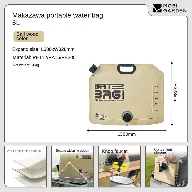 MOBI GARDEN 10L Water Bag With Faucet Portable Foldable Multipurpose Large Capacity Folding Water Container Handle Outdoor for Camping