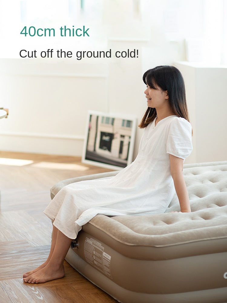 Coody Air Bed Mattress Portable Foldable Double Queen Size 40cm High Sleeping Mat Moisture-proof Automatic Air Pump Camping Peach Skin Fleece Air Mat