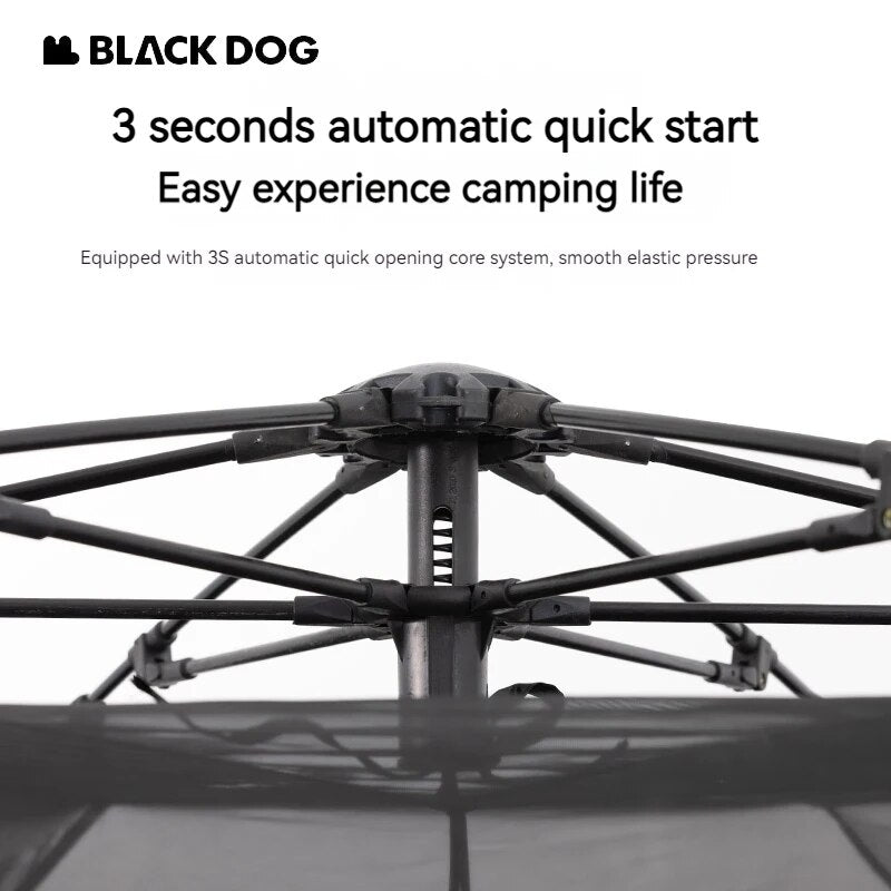 BLACKDOG Hexagonal Fast Automatic Tent Outdoor Camping Large 12.5m² for 4-6 Person Blackout Sunscreen 3 Side Awning Vinyl Coated Hexagon Auto Tent