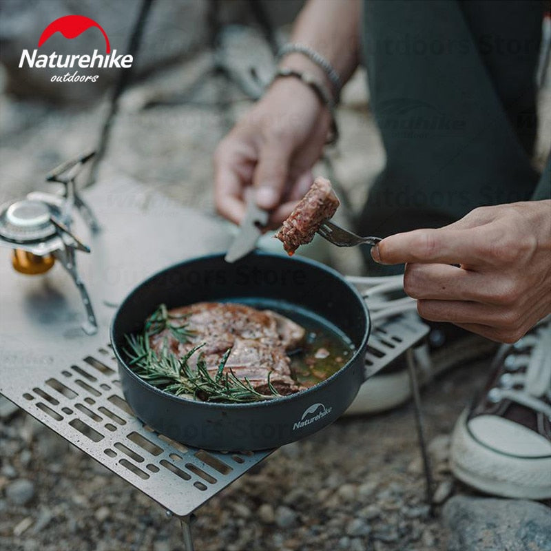 Naturehike Fast Heating 2 in 1 Camping Pot Set Hard Aluminum 1.2/1.8L Hiking Portable Ultralight Aluminum Non-Stick Outdoor 1-2 Person Cookware