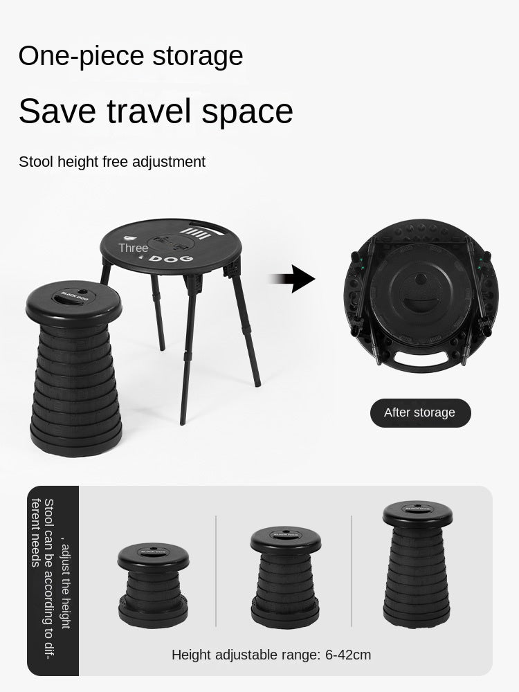 BLACKDOG ARMORED WHEEL Round Table Set Portable Ultralight Foldable Round Table With Lamp Light Hook Folding Tactical Black Table Chair Camping
