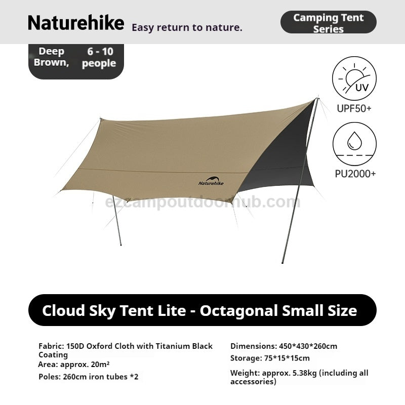 Naturehike CLOUD SKY Camping Tarp Windproof Sunshade Sun Shelter Awning Tent Shade Beach Tourist Canopy Awning 150D Waterproof Outdoor Camping Gear