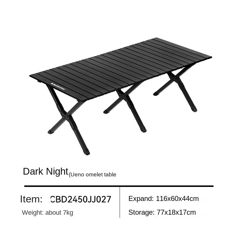 BLACKDOG Aluminum Alloy Egg Roll Table Portable Folding Camping Coffee Dining Table Outdoor Hiking Picnic Beach Foldable Board Triangular Cross Support