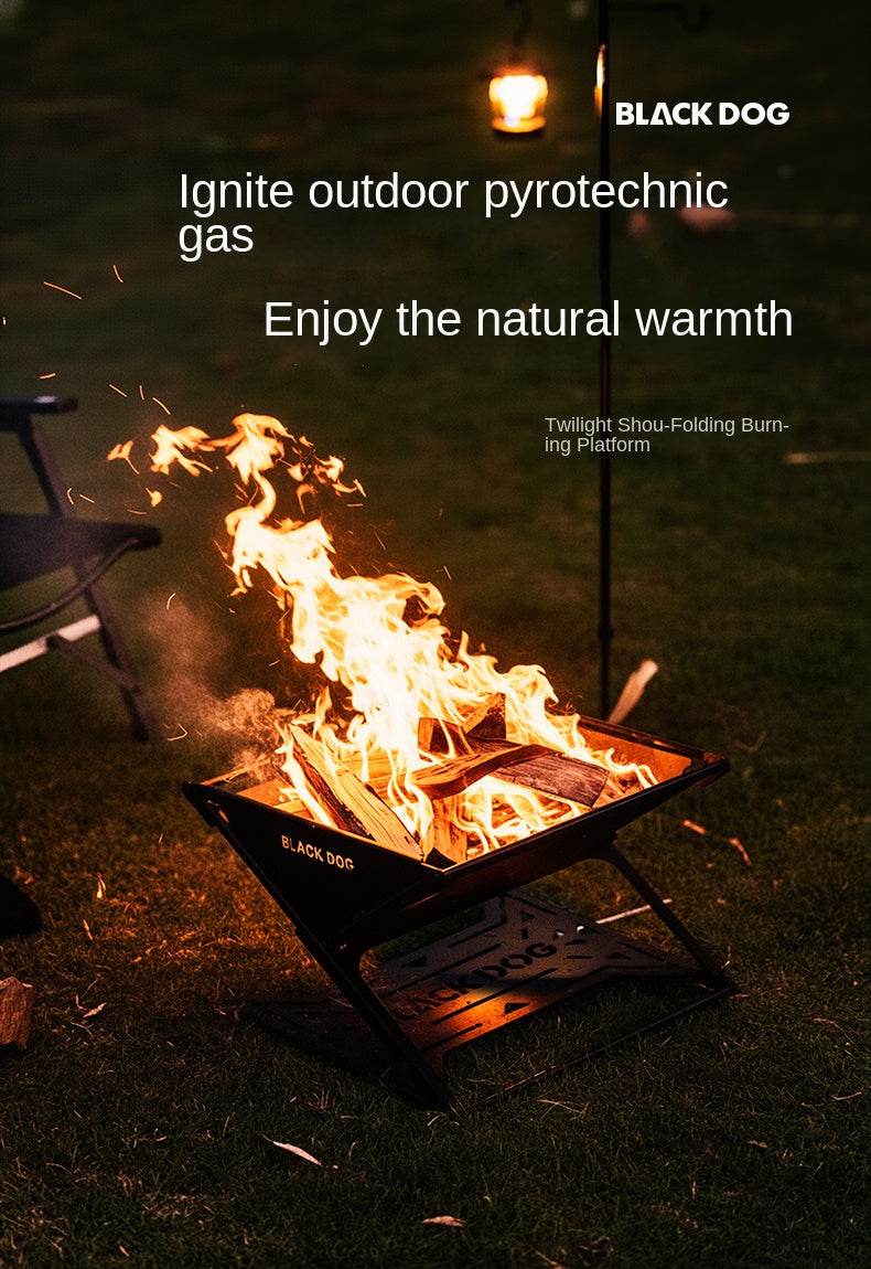Blackdog TWILIGHT GUARDIAN Black Fire Pit Portable Multipurpose Folding Firewood Large Burner Bonfire Rack Platform Splicing Structure Outdoor Camping