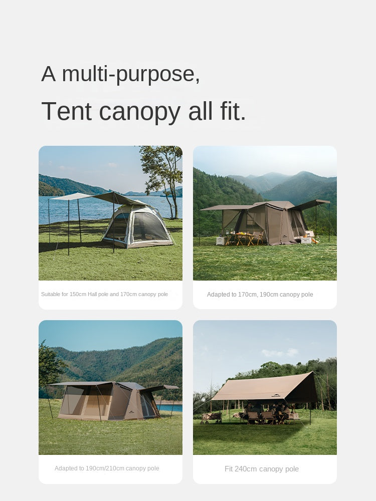 Naturehike 2pcs Universal Black Canopy Pole Set Multipurpose Awning Tent Tarp Canopy Rod Steel Iron 3/4 Section 1.5m 1.7m 1.9m 2.1m 2.4m Length