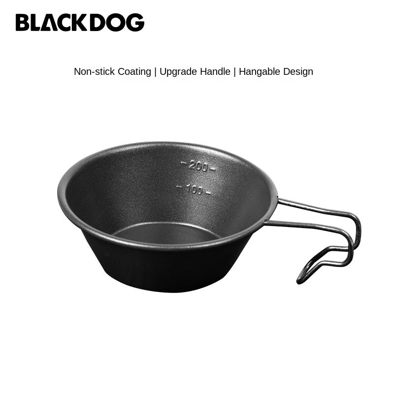 BLACKDOG Black Stainless Steel Shera Bowl With Non Stick Coating Portable 310ml Tableware Cookware Salad Dish Hang Handle Design Tableware Cup Pot