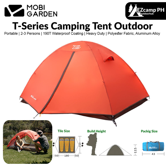 Mobi Garden T-Series Camping Tent Outdoor 2-3 Persons Alphine Professional Tent Waterproof Portable Ultralight Breathable 3 Season Double-Layer