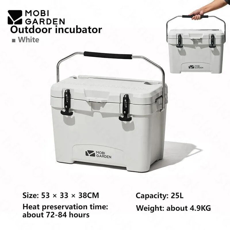 Mobi Garden GLACIER Rotomolded Cooler Storage Box 25L Food Drink Ice Chest Cold Hot Container Cold up to 84H Long Lasting Food Grade PU PP Material