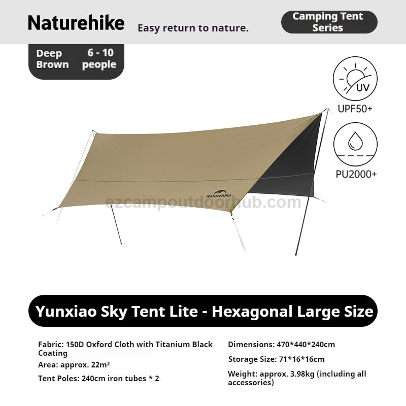 Naturehike CLOUD SKY Camping Tarp Windproof Sunshade Sun Shelter Awning Tent Shade Beach Tourist Canopy Awning 150D Waterproof Outdoor Camping Gear