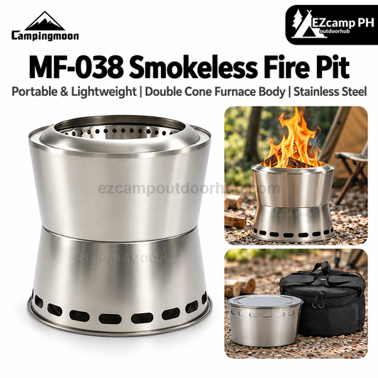 Campingmoon MF-038 Smokeless Fire Pit Wood Burning BBQ Grill Portable Outdoor Camping Bonfire Stove