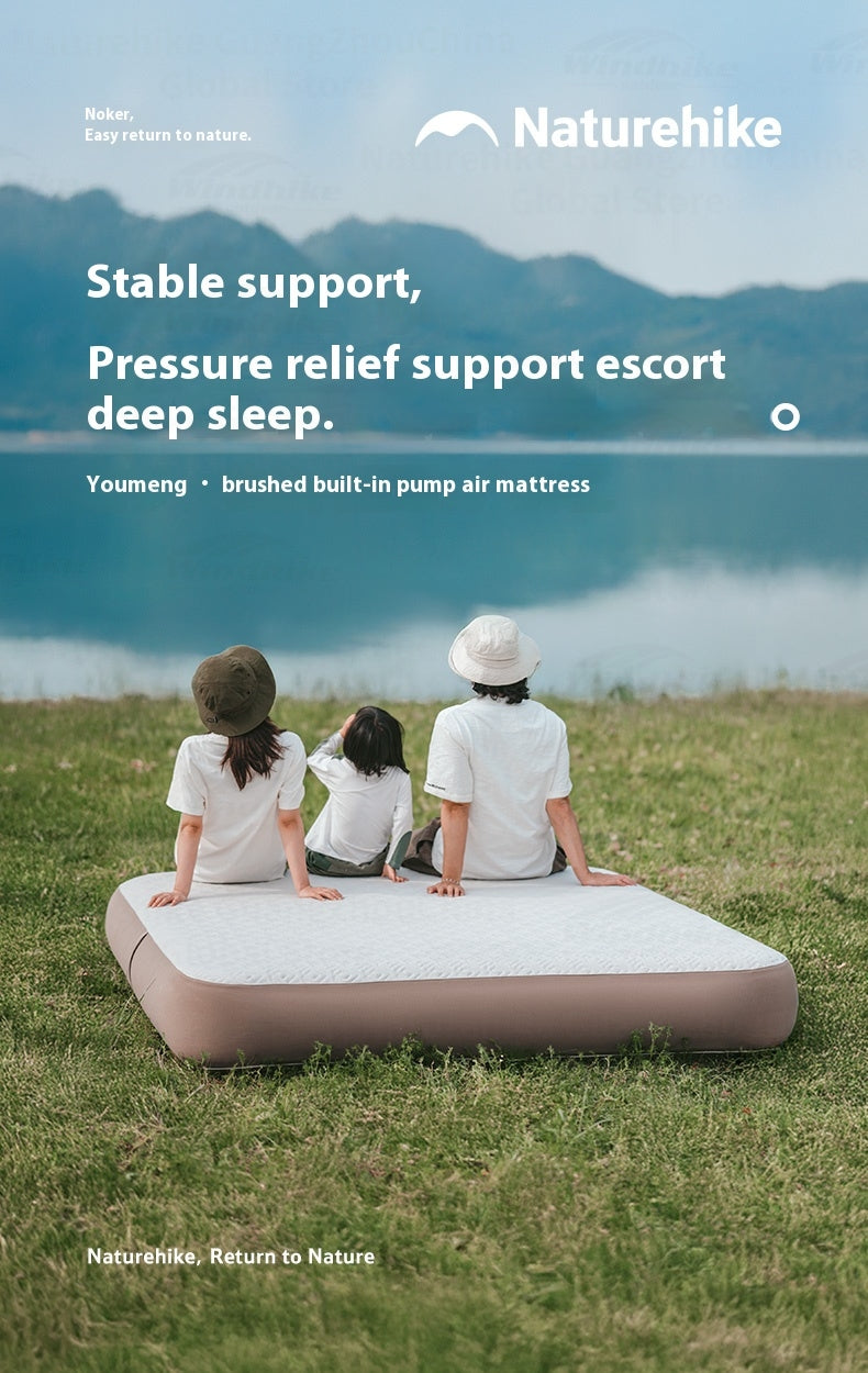 Naturehike DREAM Series Brushed Inflatable Mattress Foam Sponge Comfortable Automatic Air Mat Bed With Built-in Pump For 2-3 Person Outdoor Sleeping Mat Youmeng