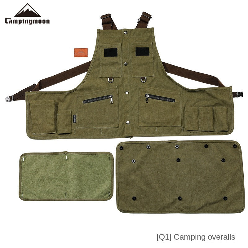 Campingmoon Q1 Outdoor Camping Vest Portable Multifunctional Detachable Apron With Pockets Work Clothes Overalls Tools Equipment Storage Canvas