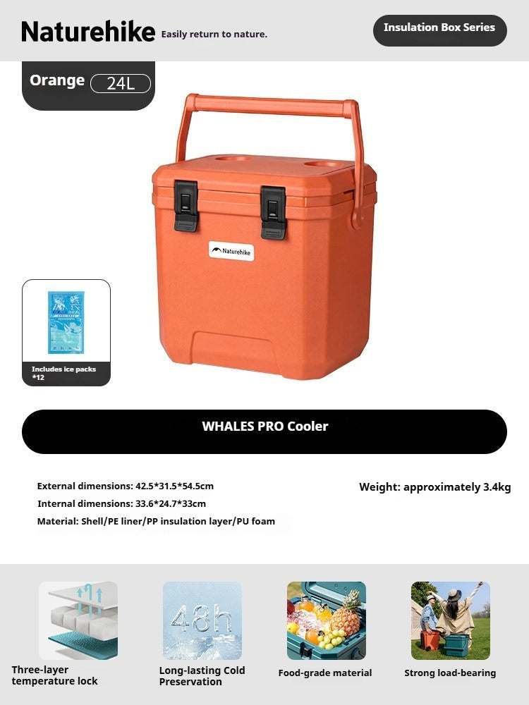 Naturehike WHALES PRO Cooler Portable Multipurpose 17/24/36L Capacity Food Drink Ice Storage Container Chest Box PU Cold Up To 49H Outdoor Camping