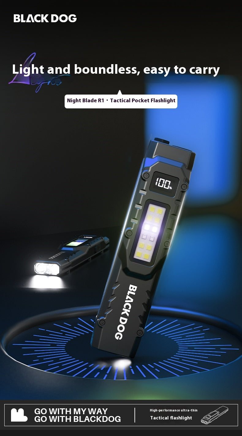 Blackdog NIGHT BLADE R1 Pocket Flashlight Portable Ultralight Multipurpose Tactical Dual LED Core Bright Flashlight IPX4 Waterproof 15H Battery Life 810LM Outdoor Hiking Travel