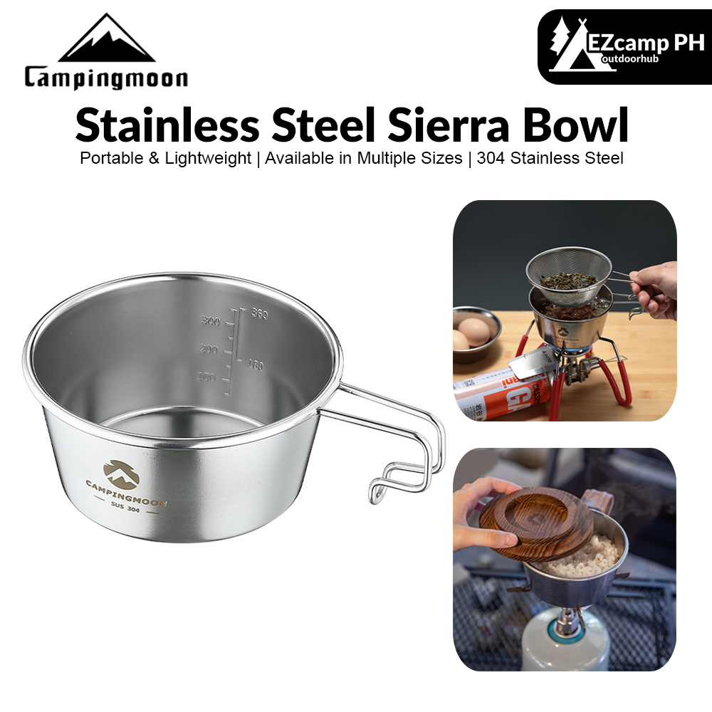 CAMPINGMOON Stainless Steel Sierra Bowl Portable Lightweight Multi-Function  Hanging Cup Tableware Cookware Utensil 310/450ml Outdoor Camping Hiking