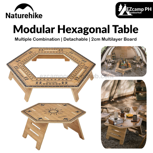 Naturehike Modular Hexagonal Table Portable Multipupose Splicing Table  DIY Multi-layer Board Double-Deck Extended Desk Camping BBQ Picnic Barbecue